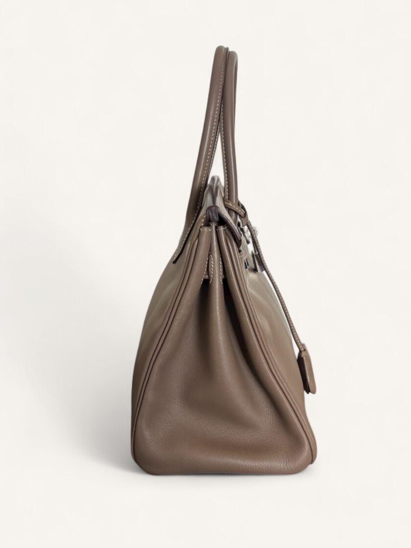 sac Hermès Birkin 30 cuir Swift étoupe palladium 2007