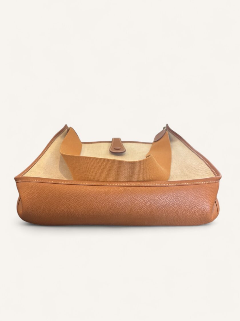 sac Hermès Evelyne GM toile cuir Courchevel Gold 1998