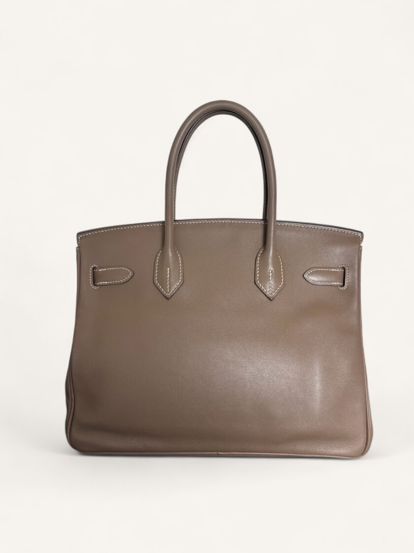 sac Hermès Birkin 30 cuir Swift étoupe palladium 2007