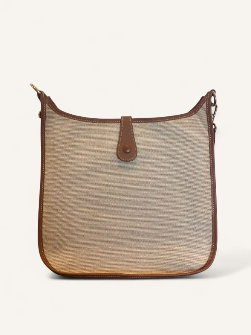 sac Hermès Evelyne GM toile cuir Courchevel Gold 1998