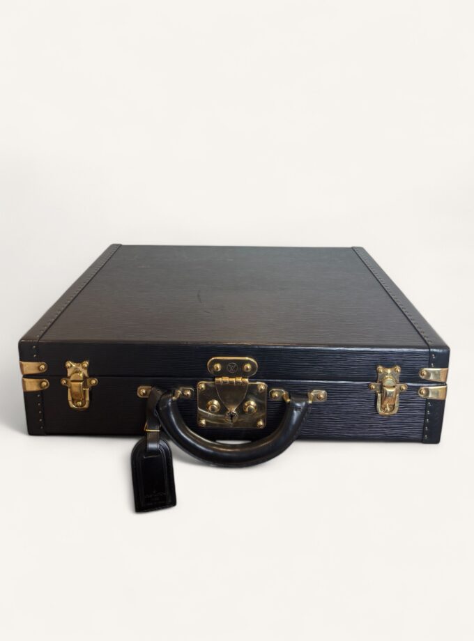 valise Louis Vuitton Président cuir Épi noir vintage années 80
