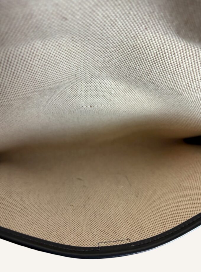 Pochette Hermès Jigge toile et cuir bleu