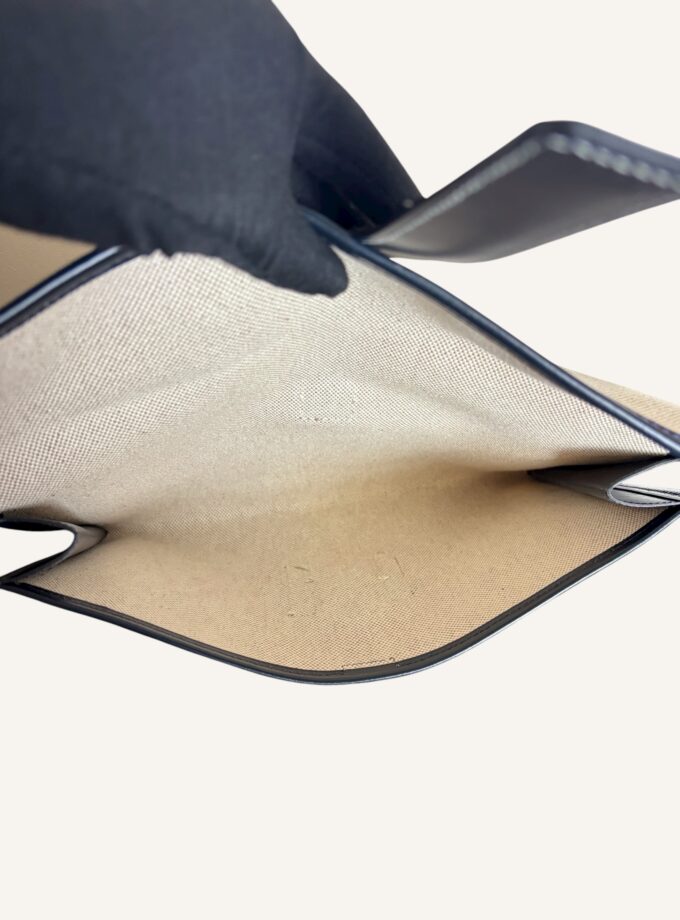 Pochette Hermès Jigge toile et cuir bleu