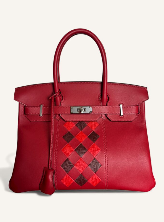 sac Hermès Birkin 30 rouge tressage cuir Swift 2019