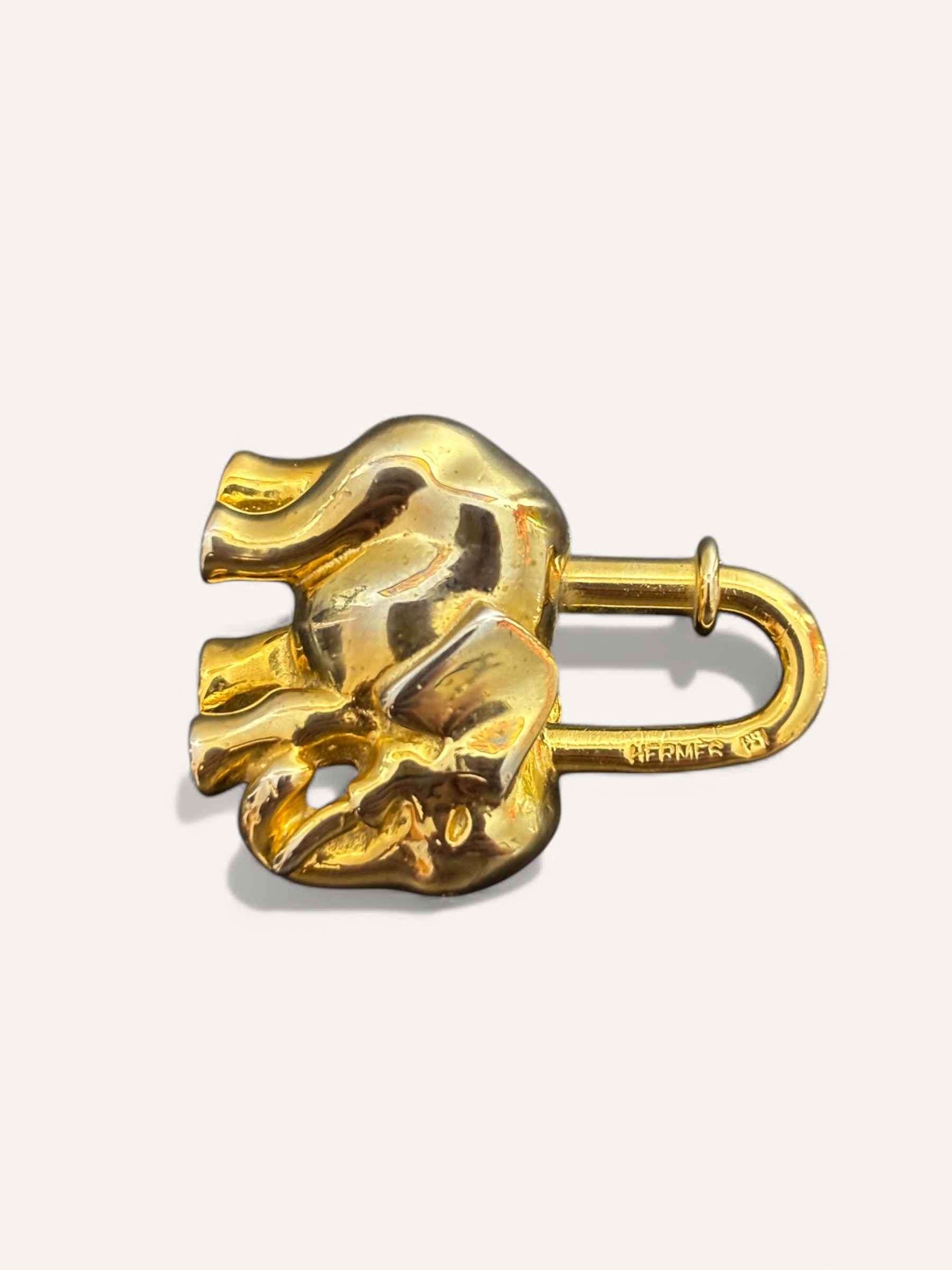 cadenas Hermès éléphant doré vintage