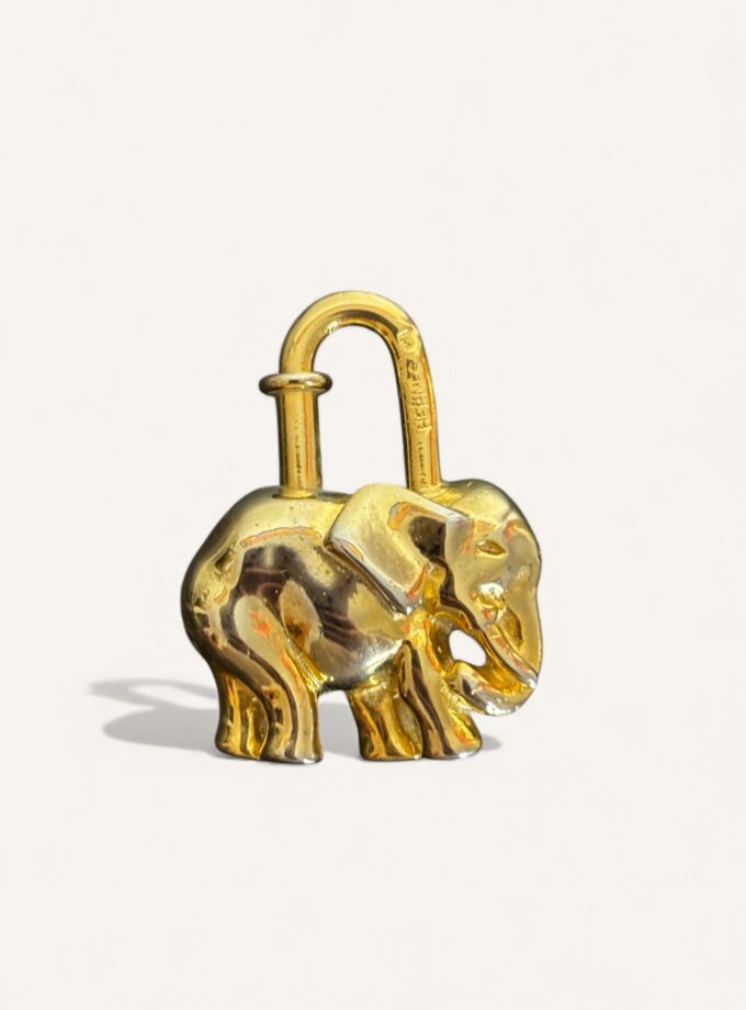 cadenas Hermès éléphant doré vintage
