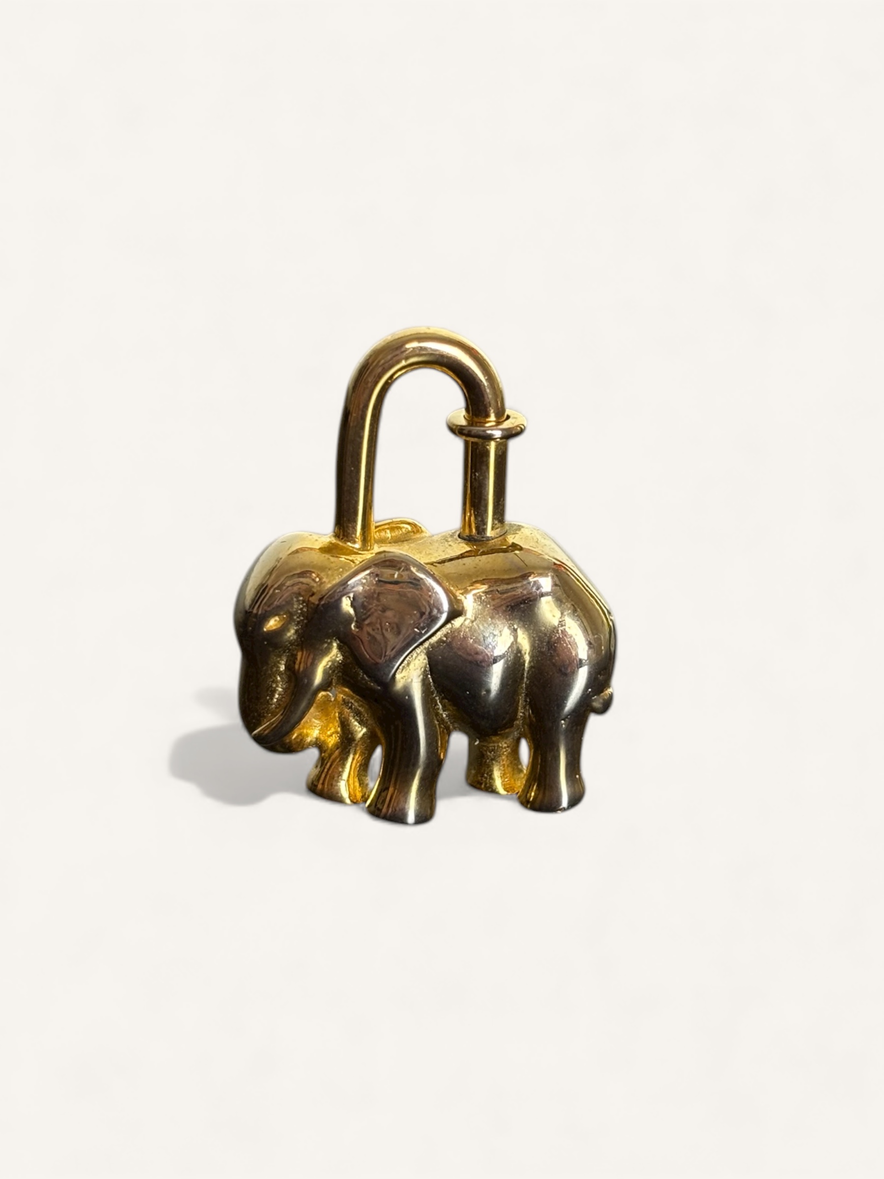 cadenas Hermès éléphant doré vintage