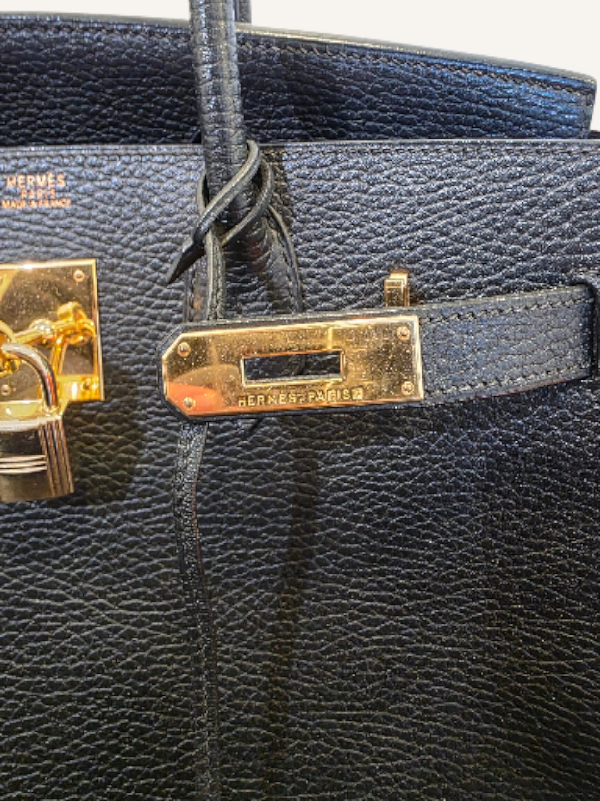 sac Hermès Birkin 30 cuir Ardennes noir 2001