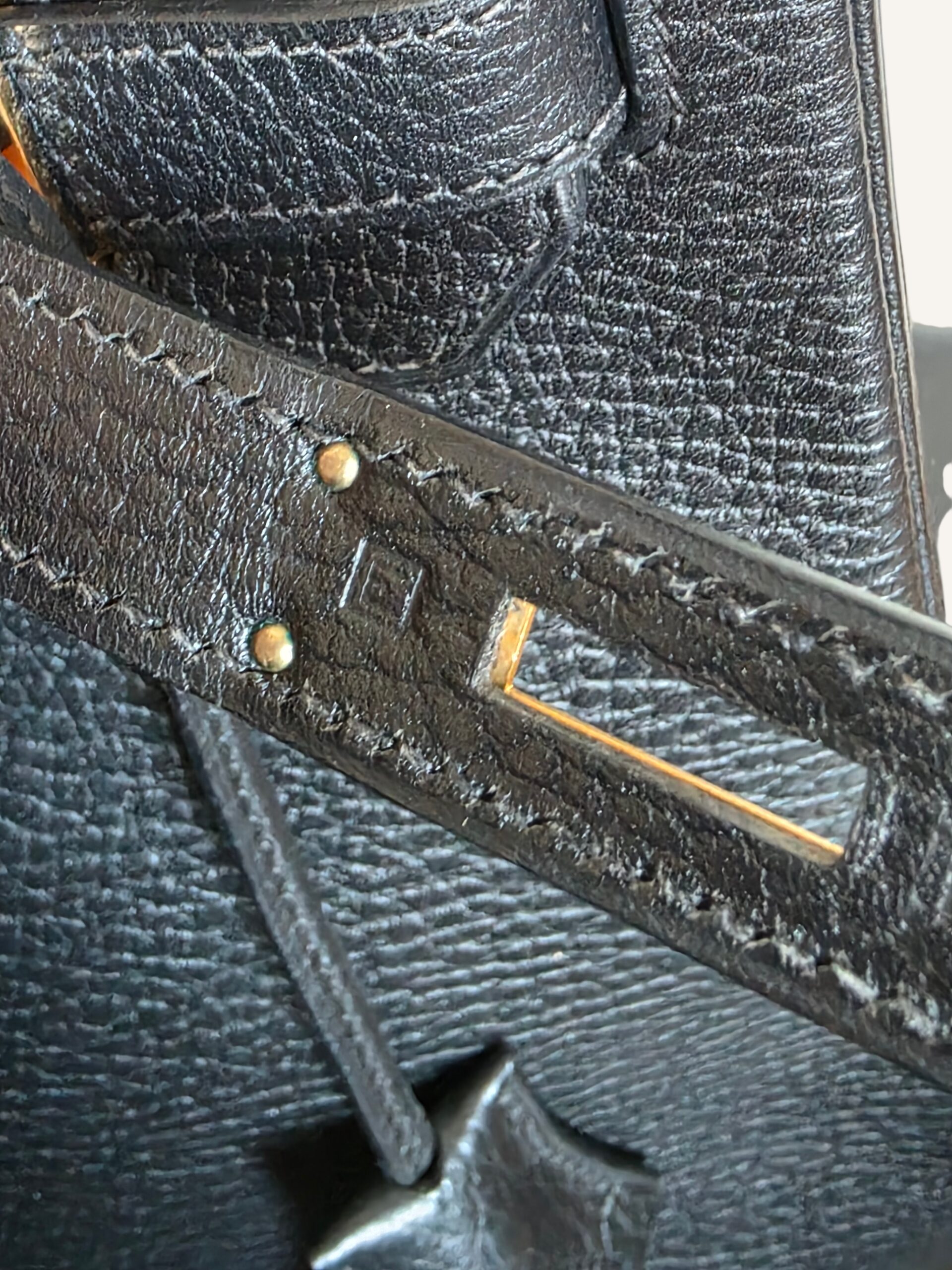 sac Hermès Birkin 30 cuir Ardennes noir 2001