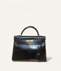 sac Hermès Kelly 32 cuir Box noir 1982