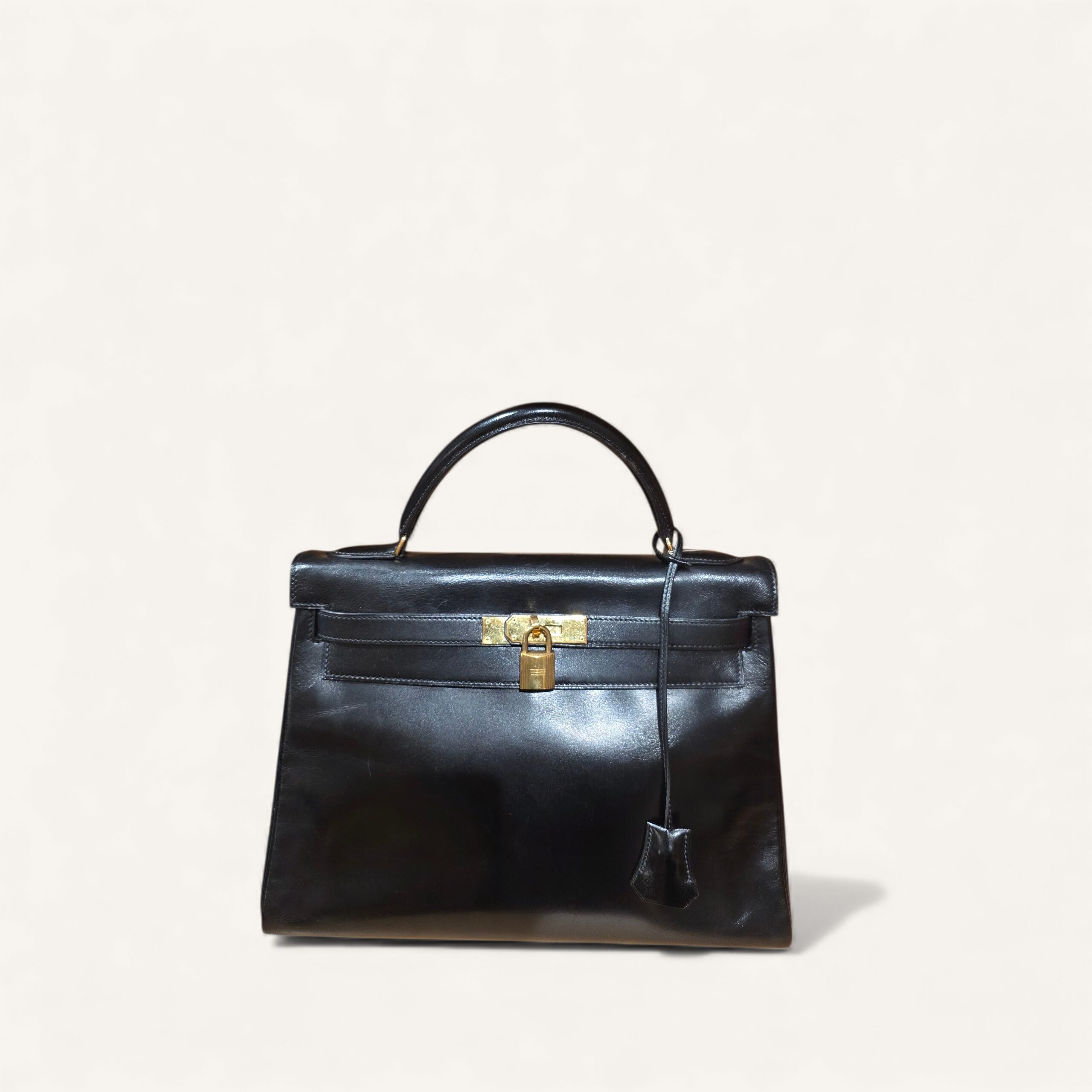 sac Hermès Kelly 32 cuir Box noir 1982