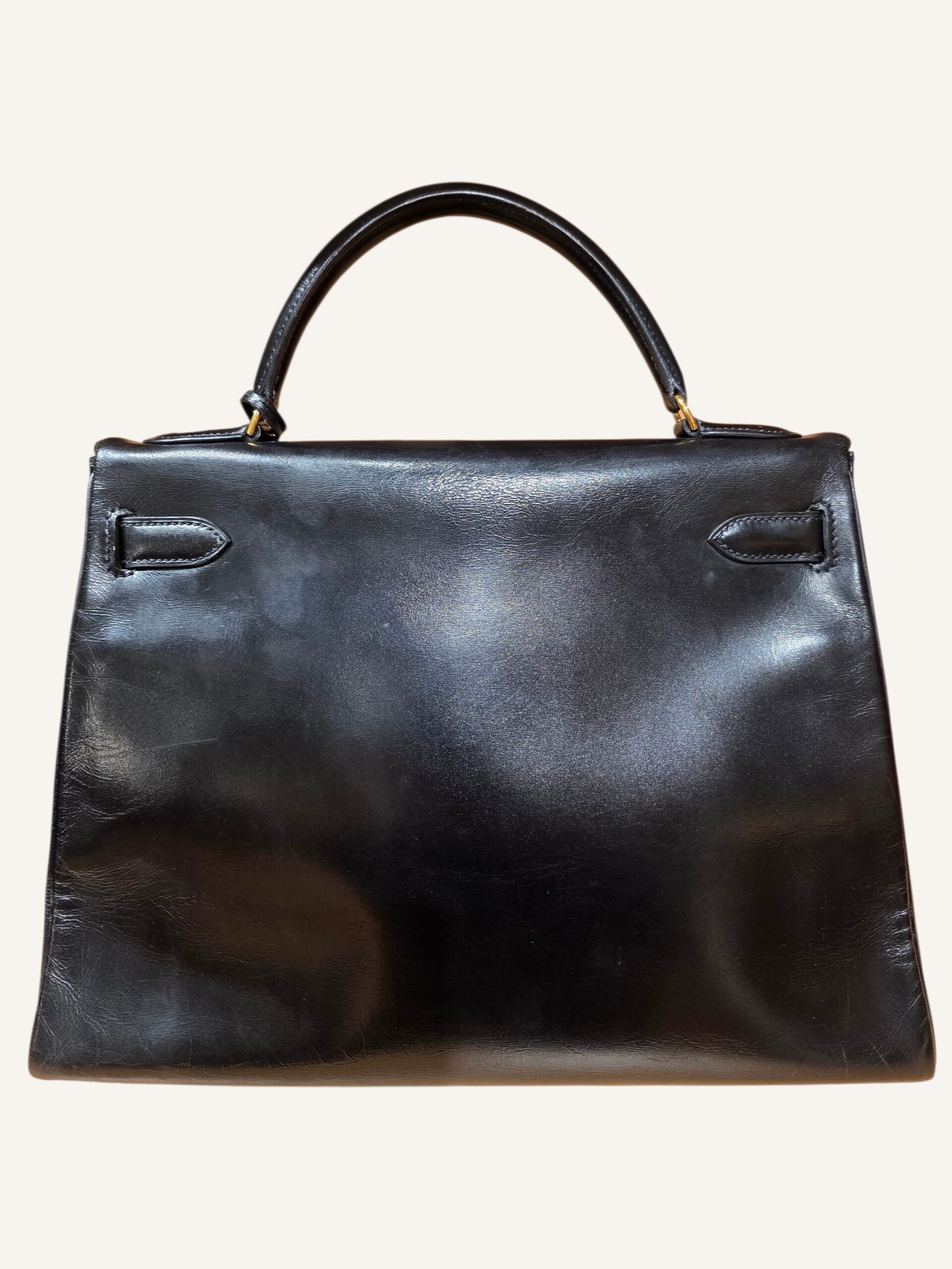 sac Hermès Kelly 32 cuir Box noir 1982
