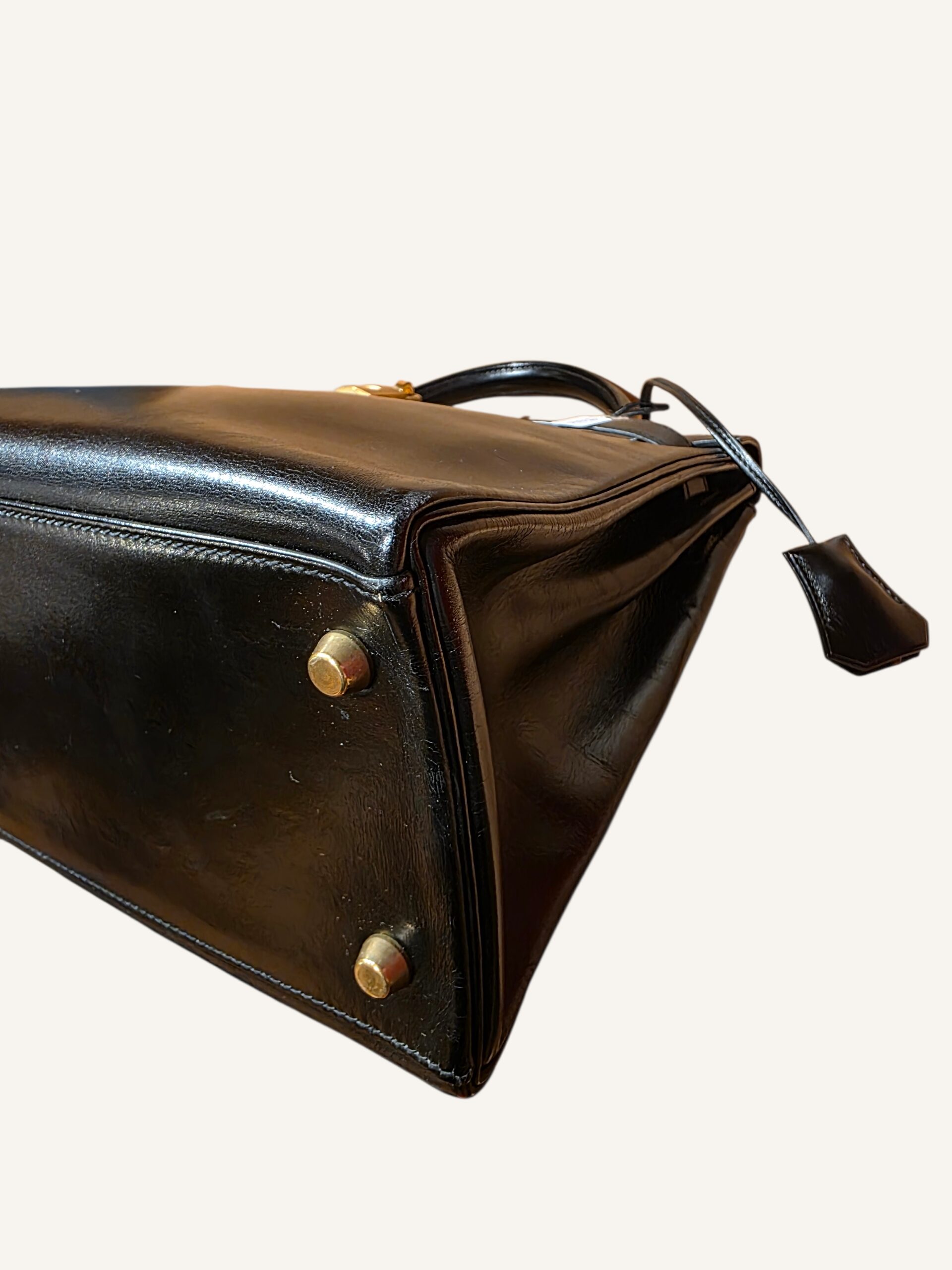 sac Hermès Kelly 32 cuir Box noir 1982