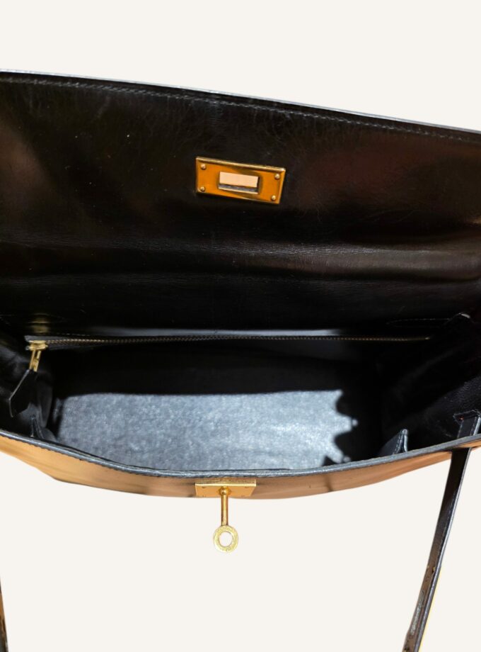 Sac Hermès Kelly 32 Box Noir 1982