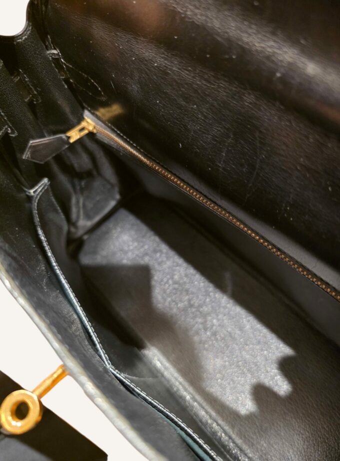 Sac Hermès Kelly 32 Box Noir 1982