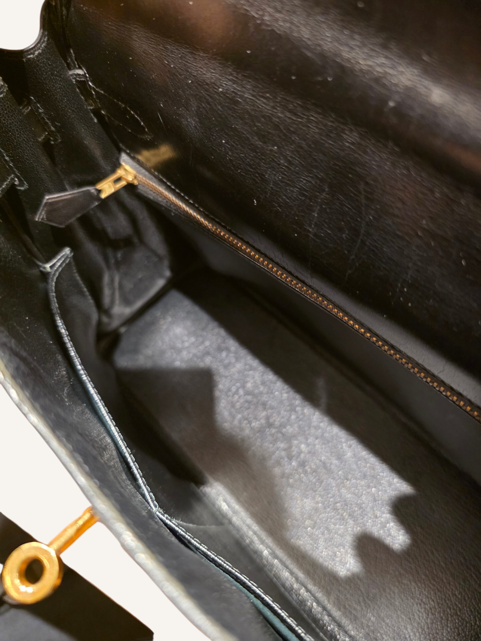 sac Hermès Kelly 32 cuir Box noir 1982