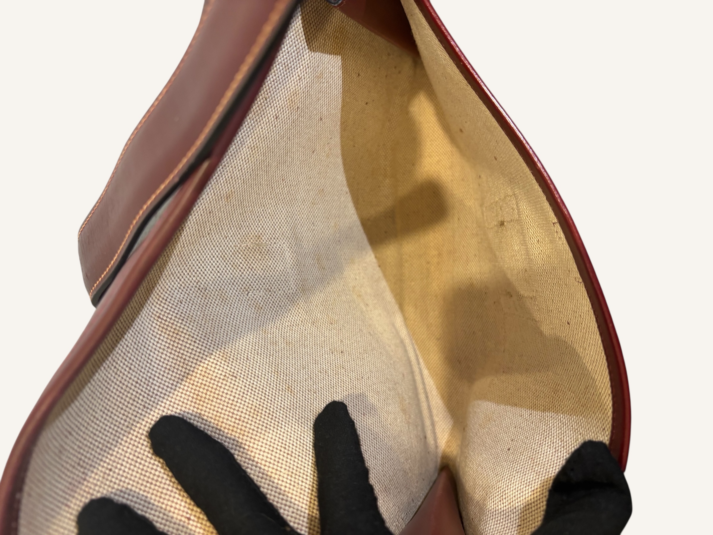 pochette Hermès Jige ancienne cuir Box rouge H