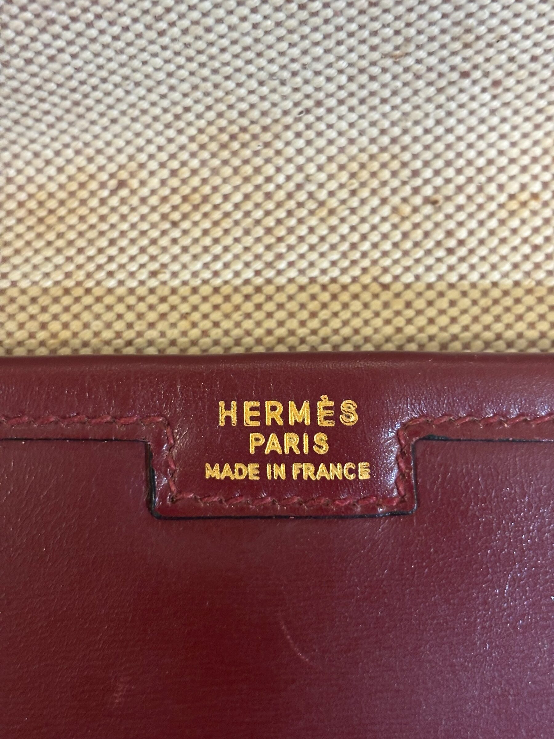 pochette Hermès Jige ancienne cuir Box rouge H