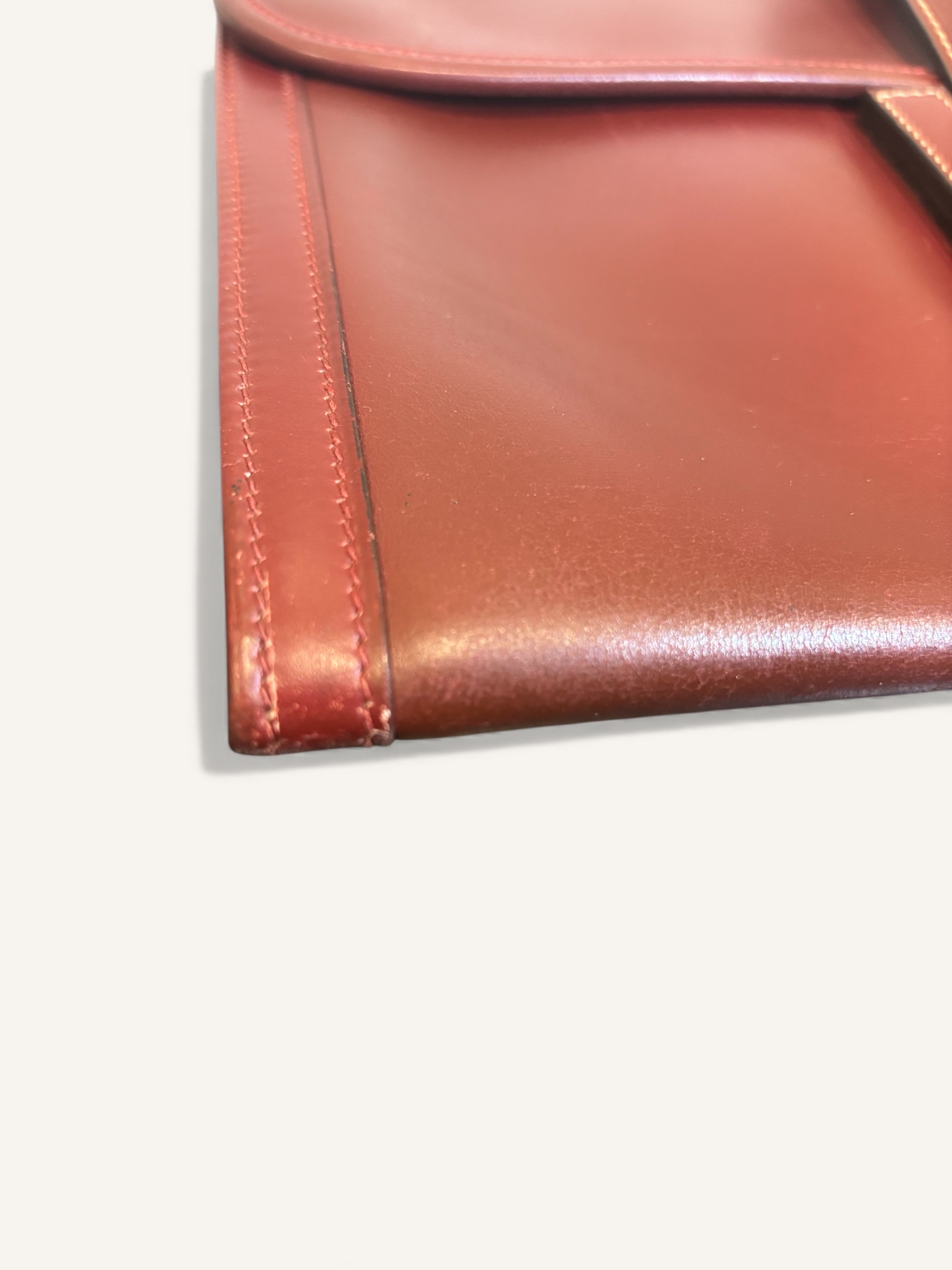 pochette Hermès Jige ancienne cuir Box rouge H