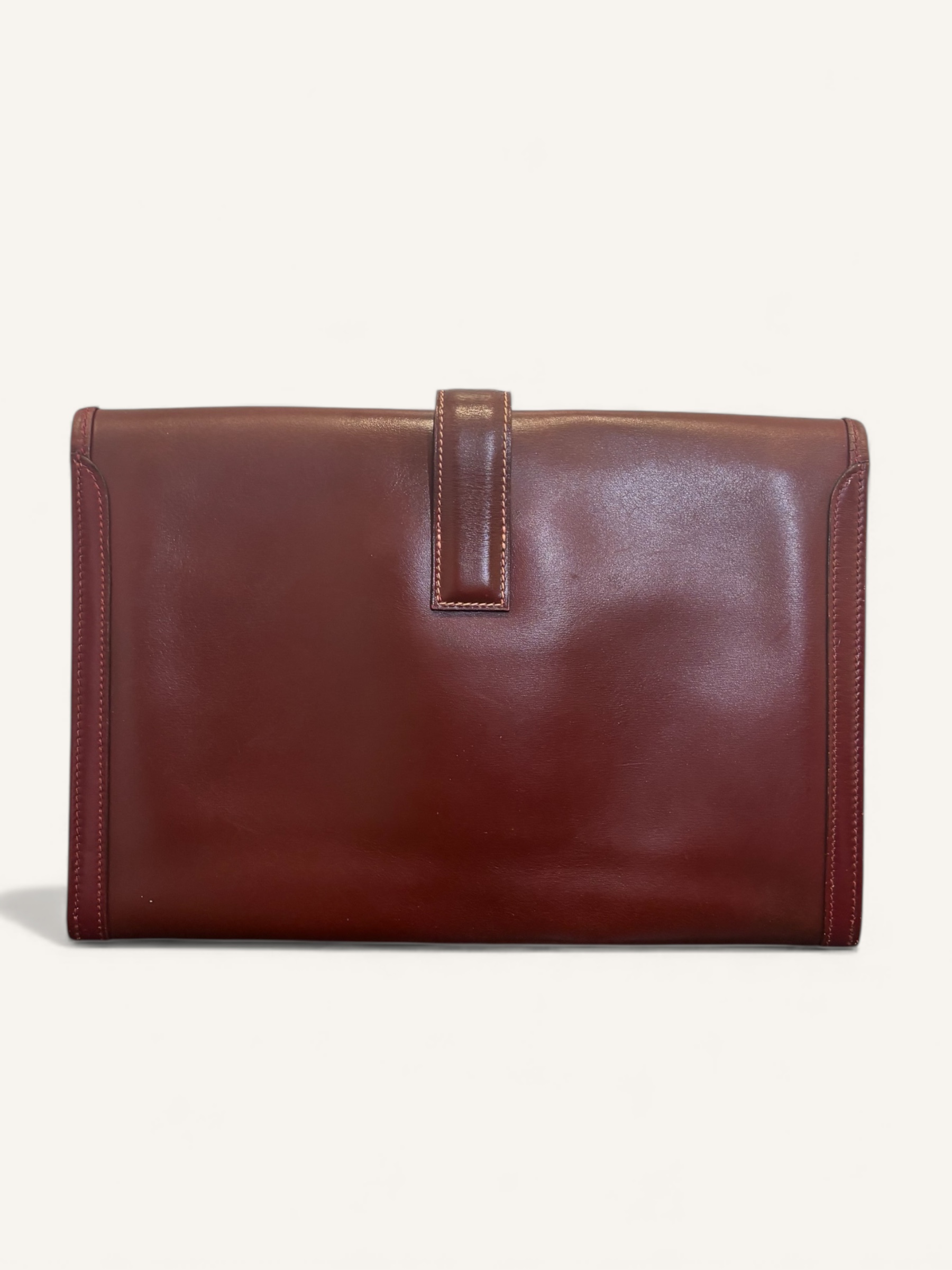 pochette Hermès Jige ancienne cuir Box rouge H