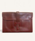 pochette Hermès Jige ancienne cuir Box rouge H