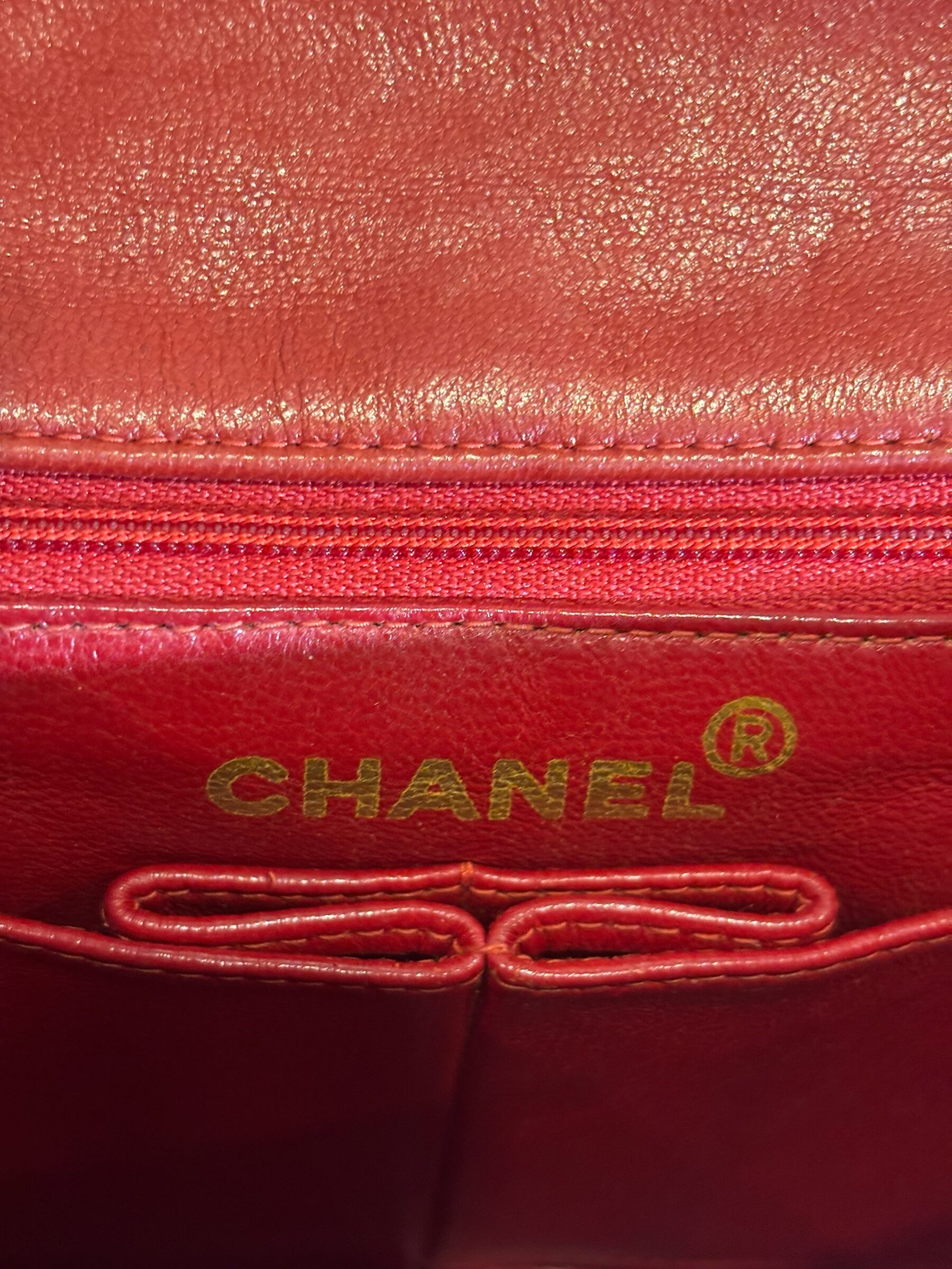 sac Chanel vintage lambskin rouge bandoulière