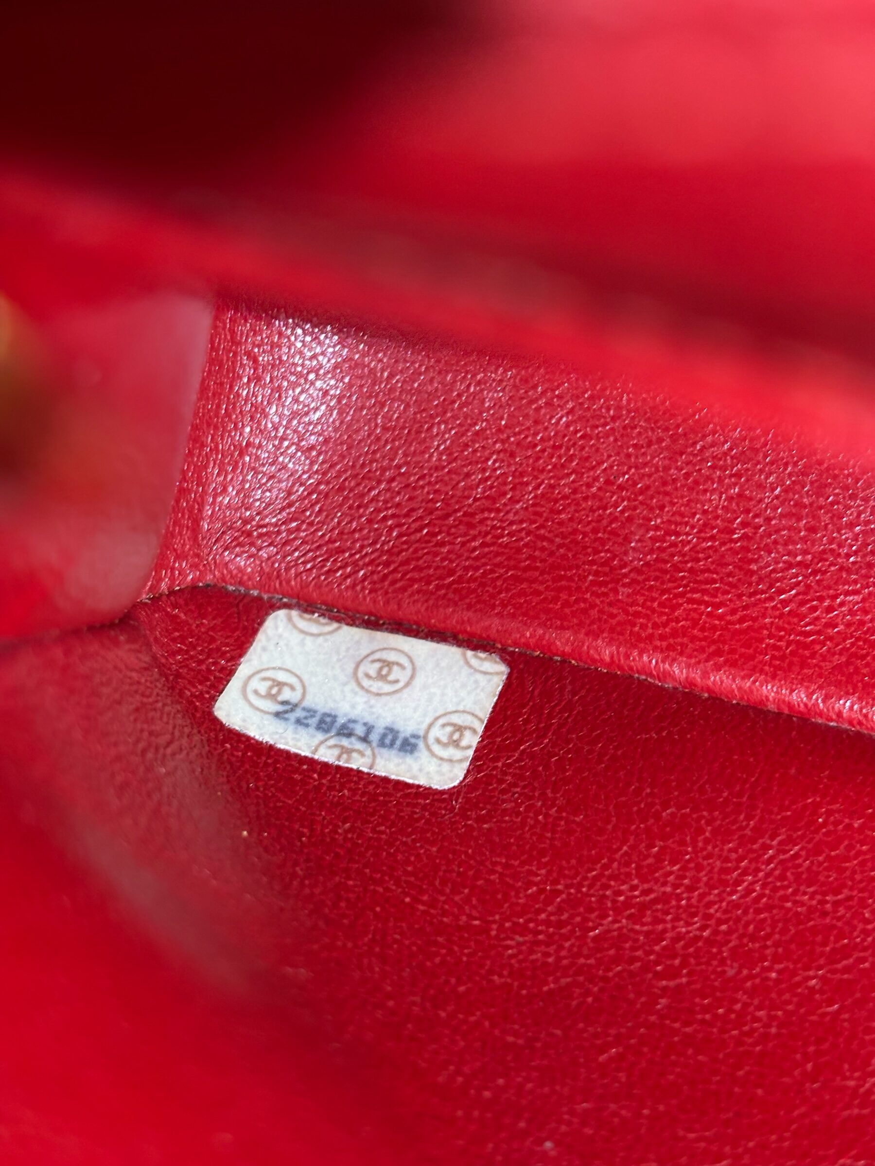 sac Chanel vintage lambskin rouge bandoulière