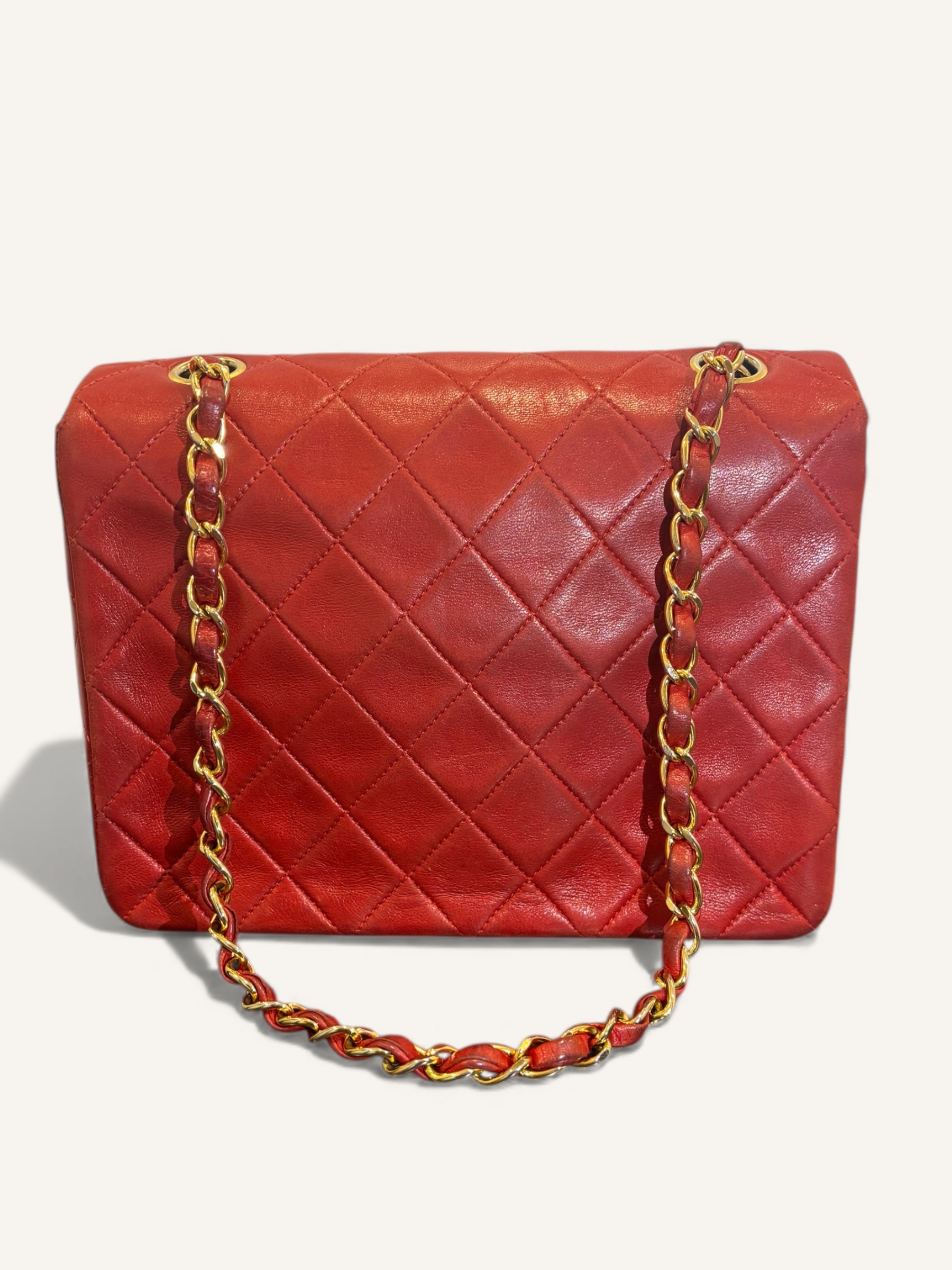 sac Chanel vintage lambskin rouge bandoulière