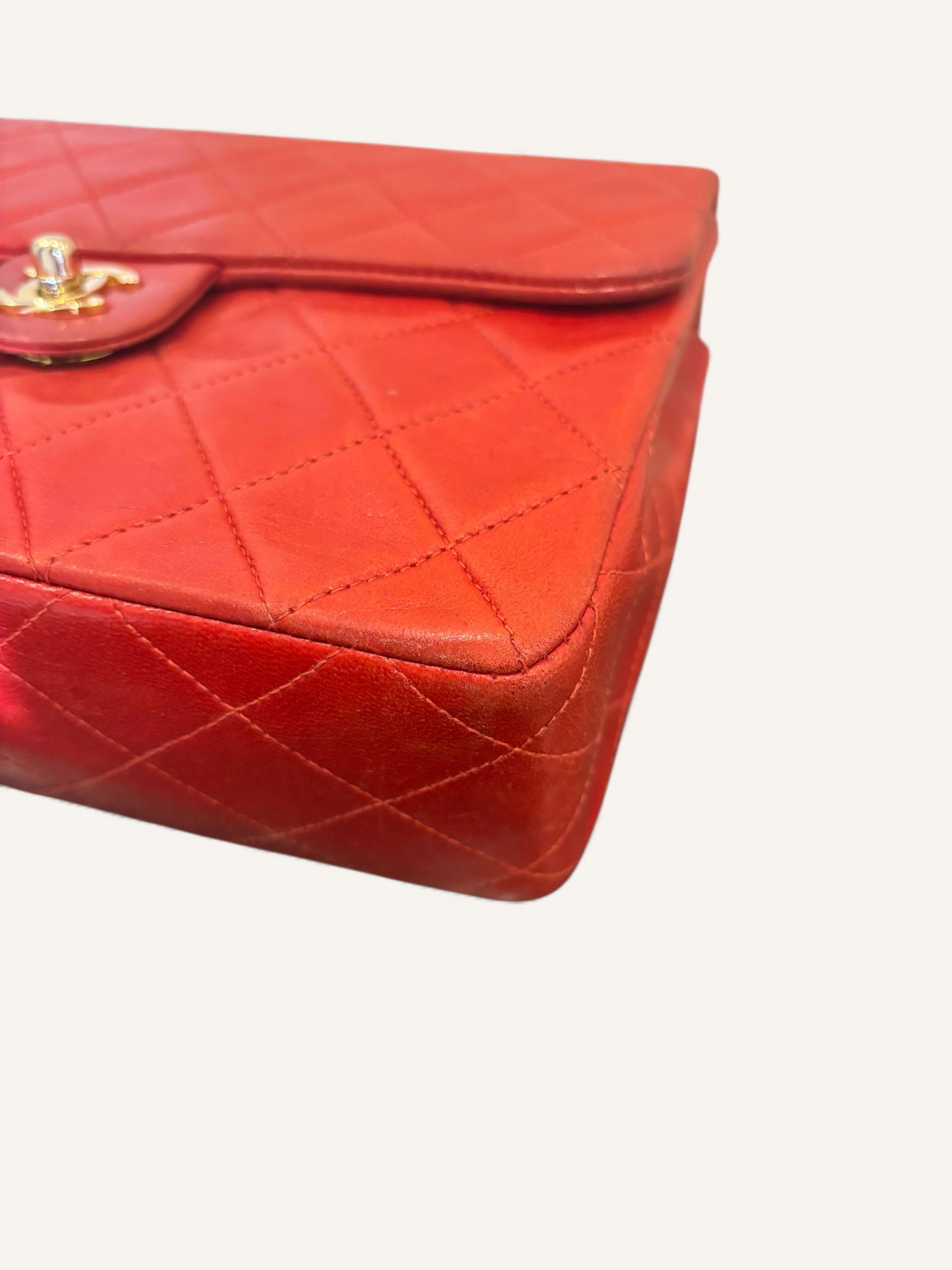 sac Chanel vintage lambskin rouge bandoulière