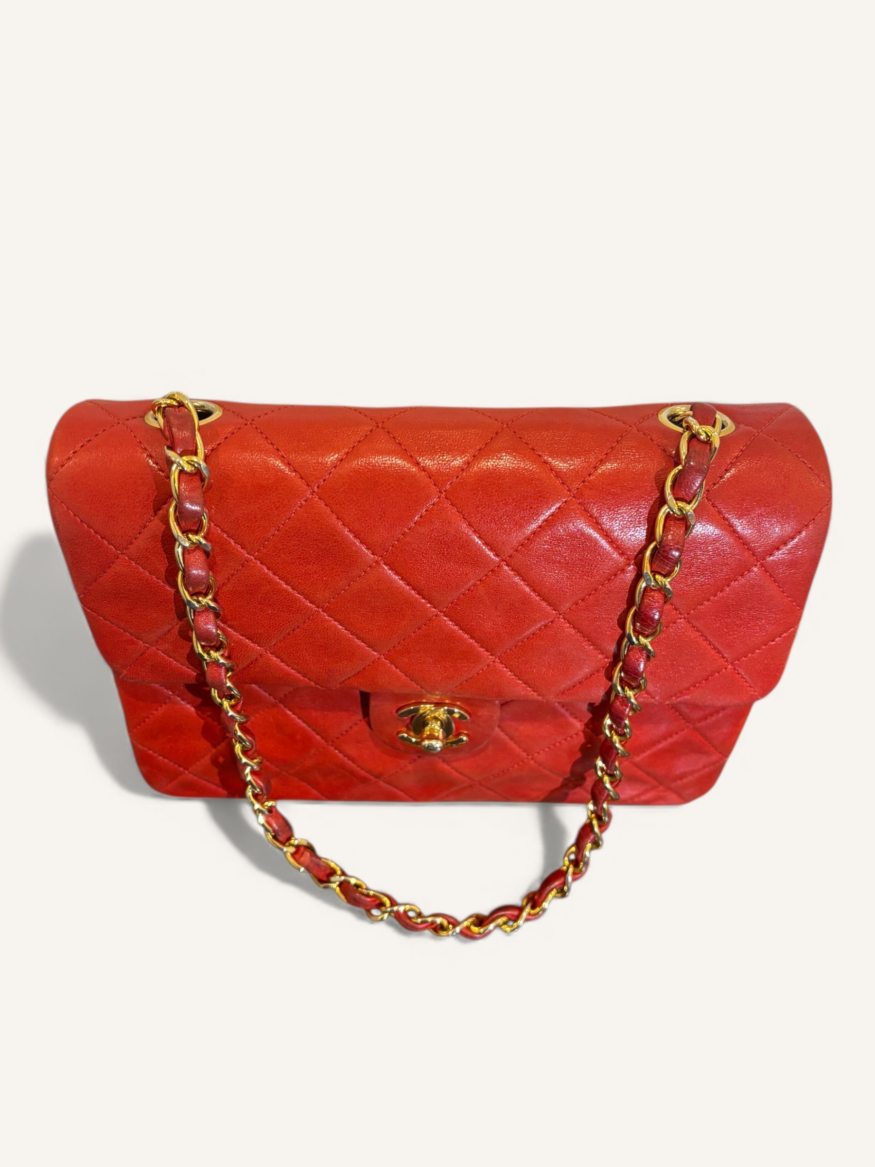 sac Chanel vintage lambskin rouge bandoulière