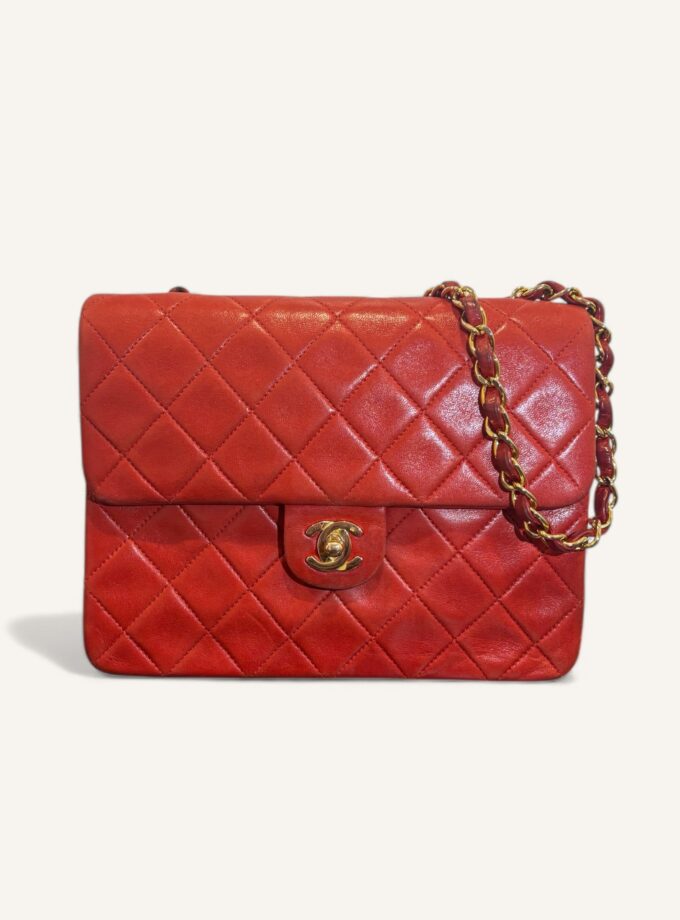 sac Chanel vintage lambskin rouge bandoulière