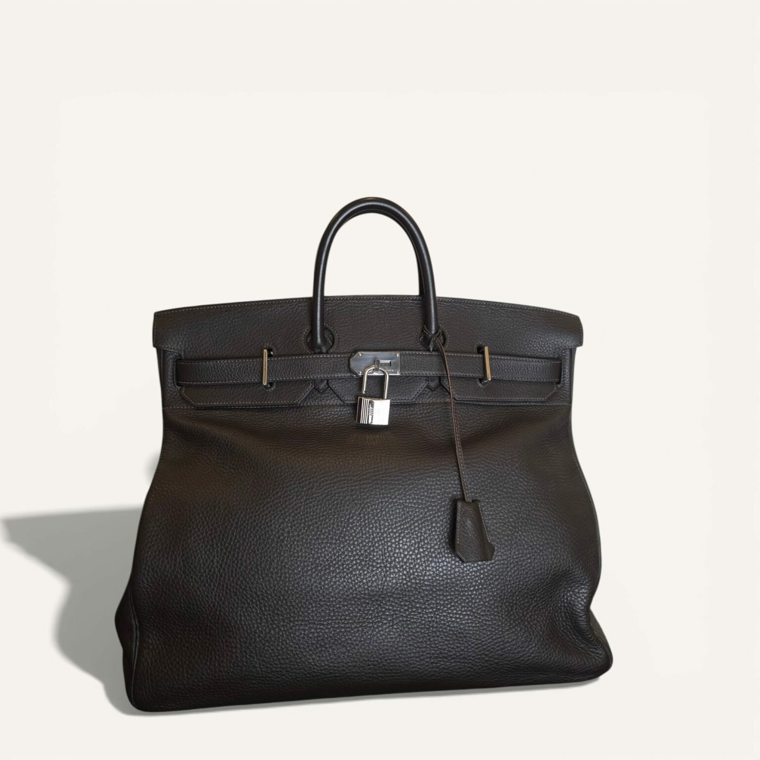 sac Hermès HAC 50 cuir taurillon marron foncé palladium tendances sacs vintage