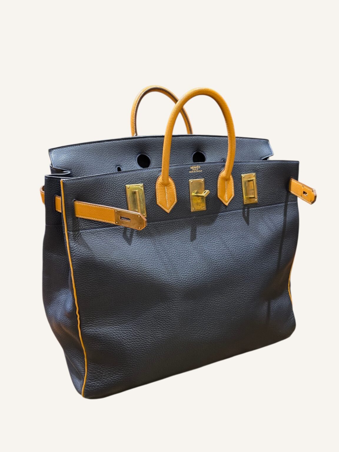 sac Hermès HAC 50 bicolore cuir taurillon clémence 1983