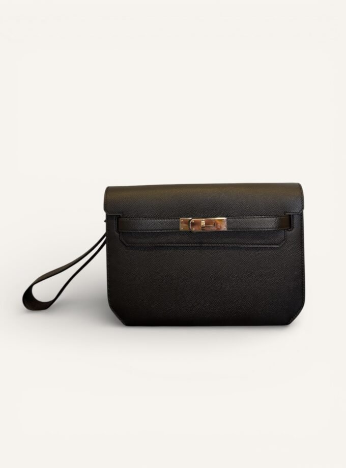 sac Hermès Kelly Dépêche 25 cuir Epsom noir palladium 2021