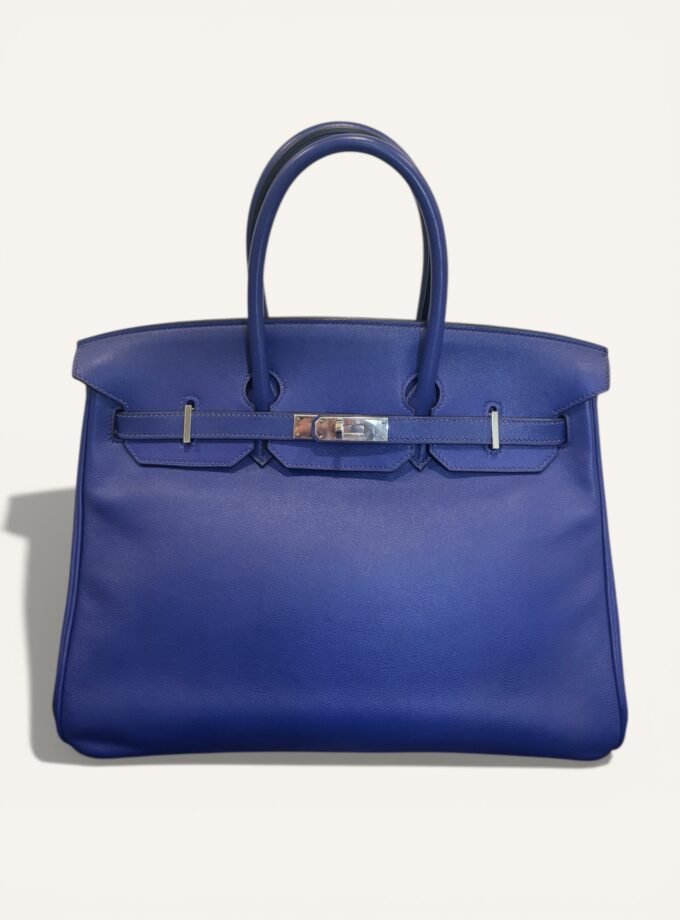 sac Hermès Birkin 35 cuir Swift bleu électrique palladium