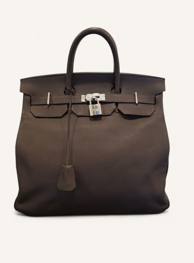 sac Hermès HAC 40 cuir Togo marron ébène palladium
