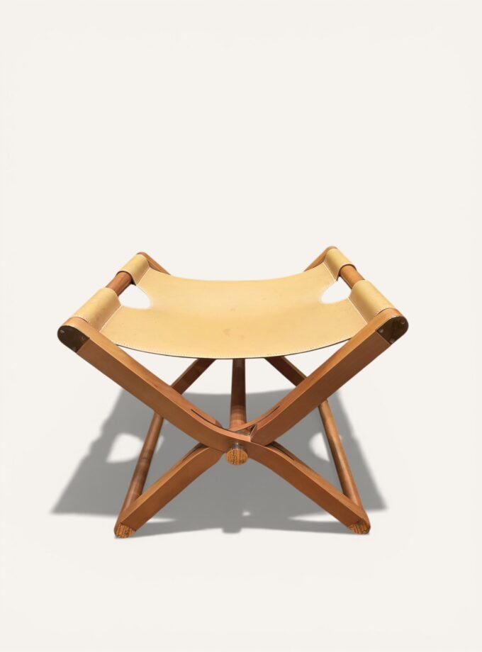 chaise Hermès Pippa pliante X cuir gold vintage