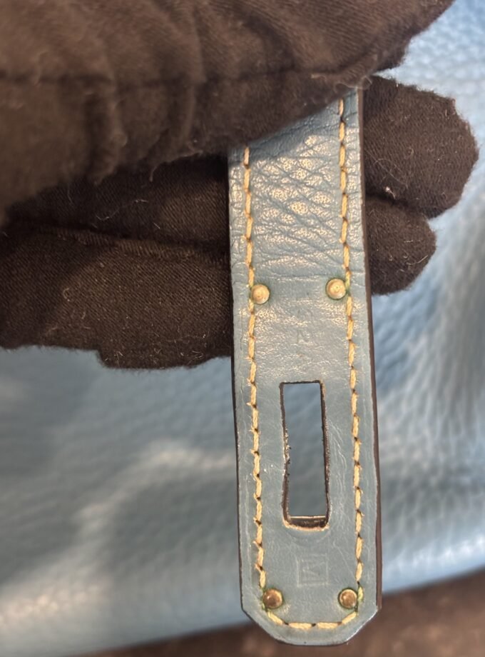 Sac Hermès Birkin 35 Taurillon Clémence Bleu Jean