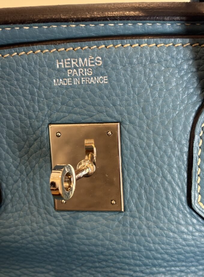 Sac Hermès Birkin 35 Taurillon Clémence Bleu Jean