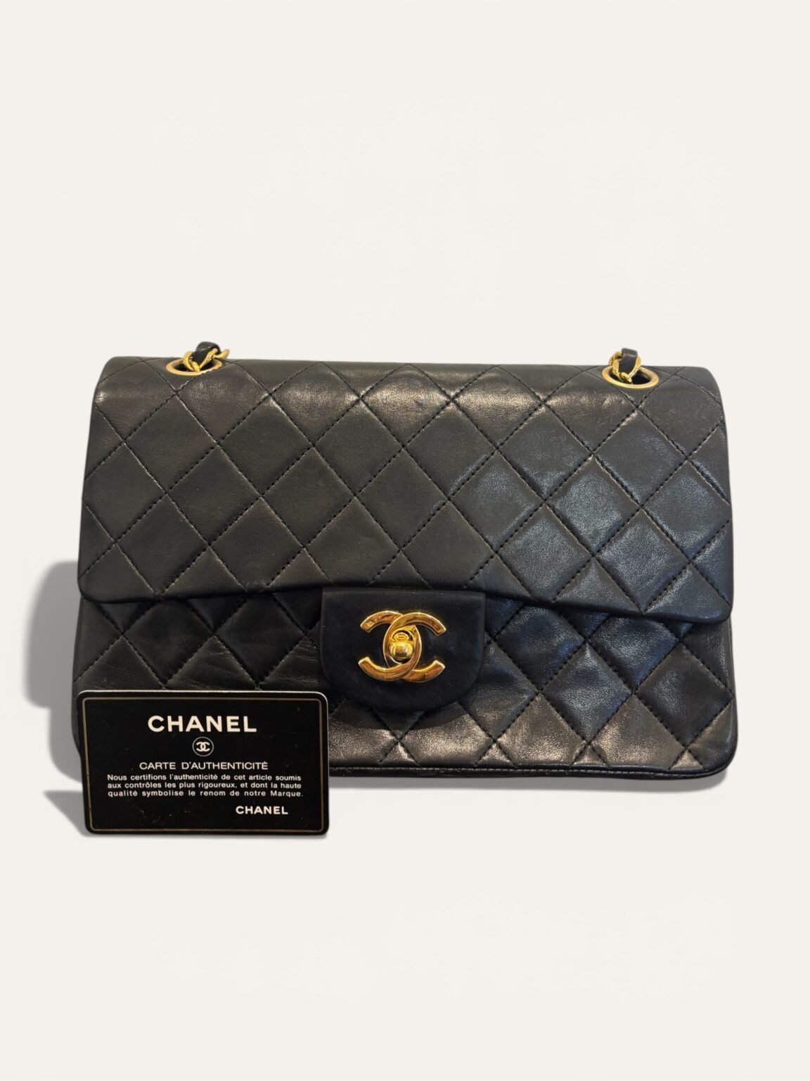 sac Chanel Timeless classique small cuir agneau noir 24k 1991