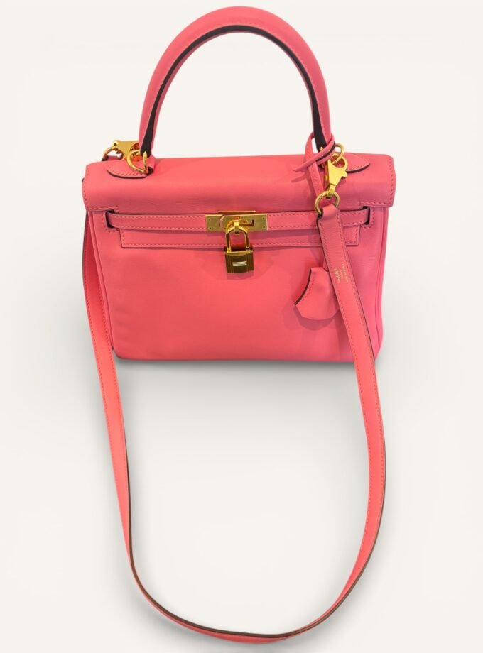 Sac Hermès Kelly 25 Swift Rose Azalée Gold