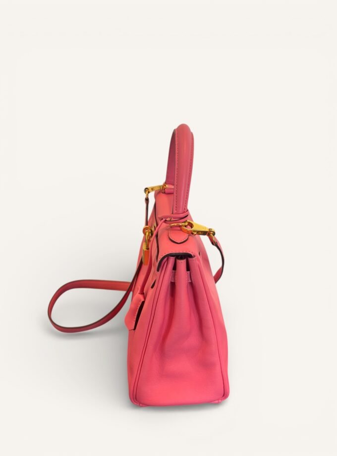 Sac Hermès Kelly 25 Swift Rose Azalée Gold