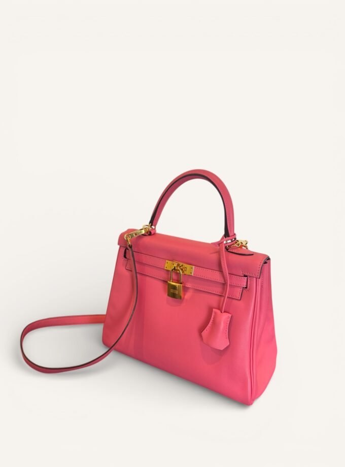 Sac Hermès Kelly 25 Swift Rose Azalée Gold