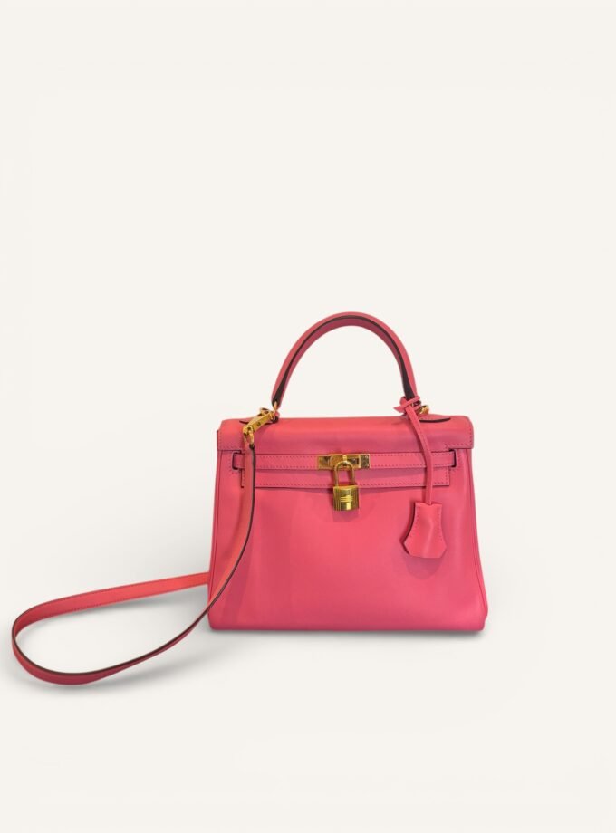 sac Hermès Kelly 25 cuir Swift rose Azalée gold 2017