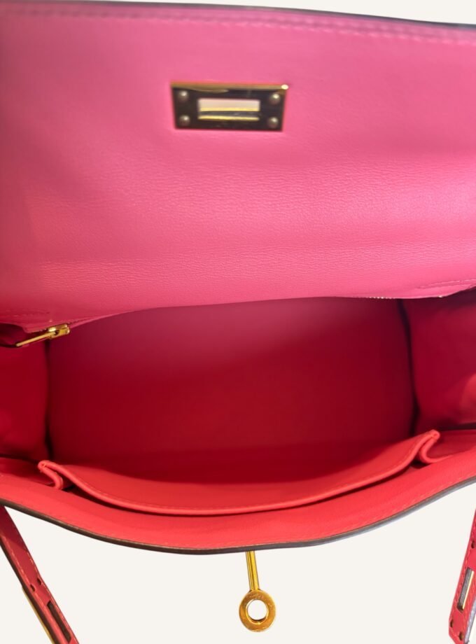 Sac Hermès Kelly 25 Swift Rose Azalée Gold