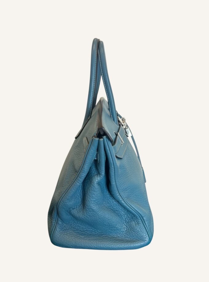 Sac Hermès Birkin 35 Taurillon Clémence Bleu Jean