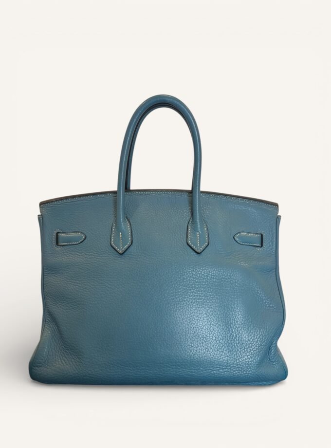 Sac Hermès Birkin 35 Taurillon Clémence Bleu Jean