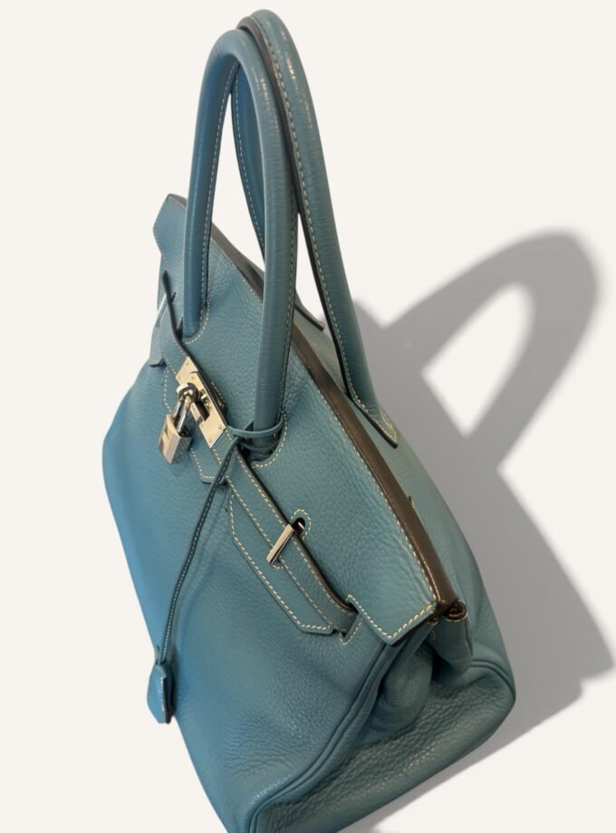 Sac Hermès Birkin 35 Taurillon Clémence Bleu Jean
