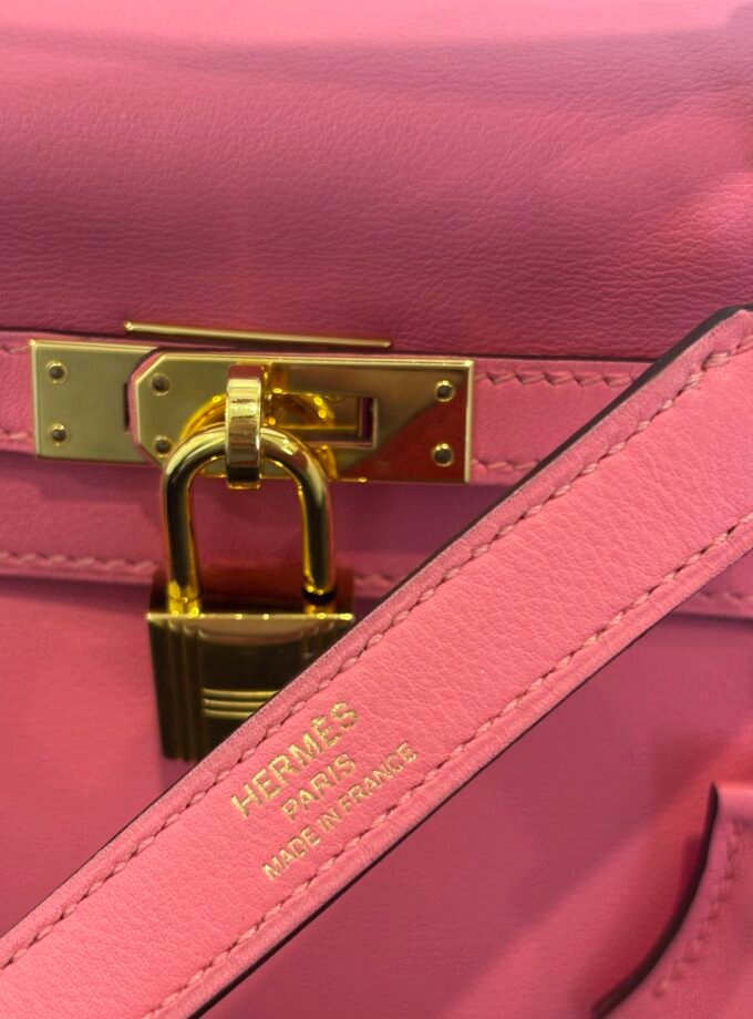 Sac Hermès Kelly 25 Swift Rose Azalée Gold
