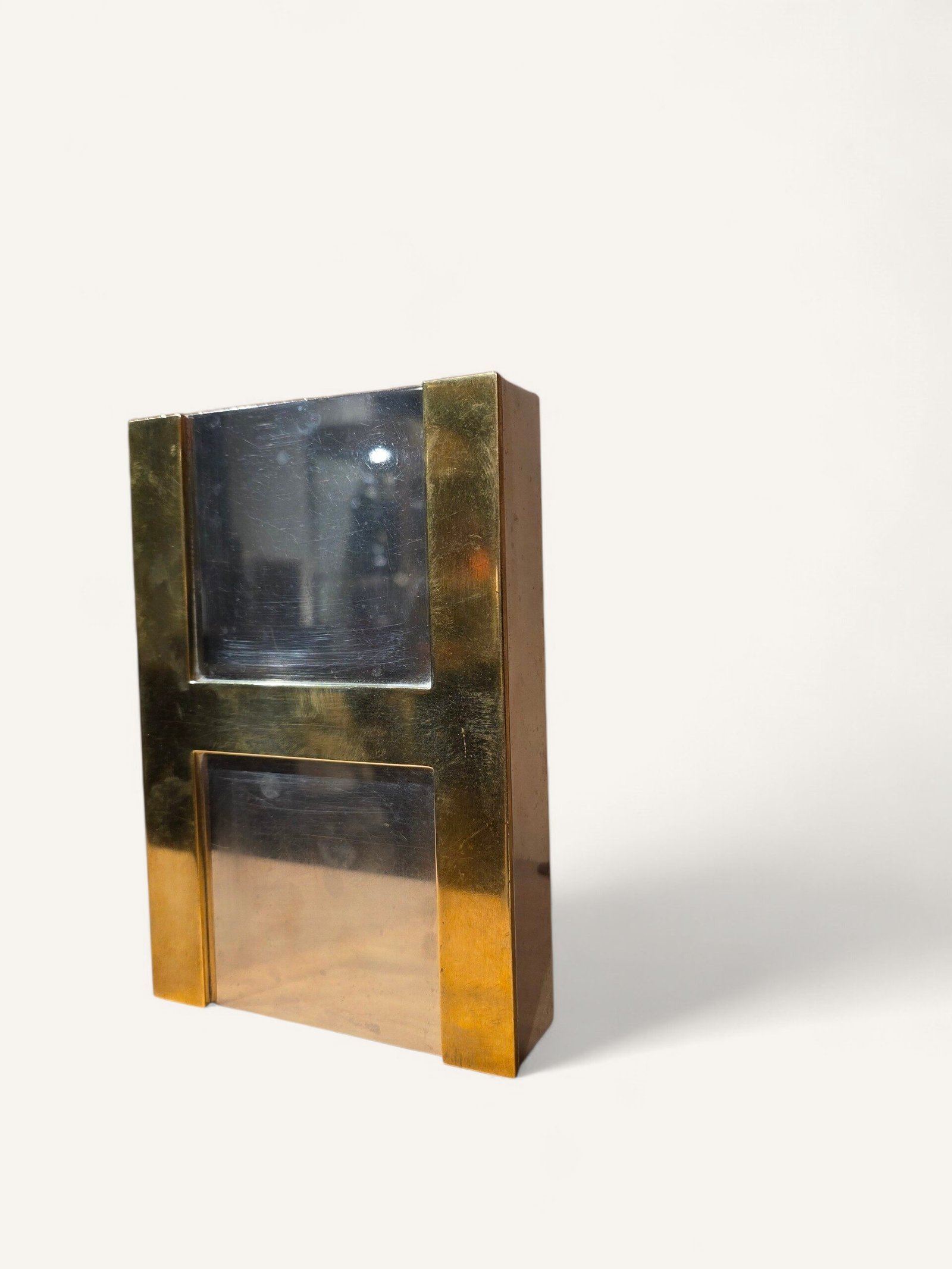 boîte Hermès vintage métal argenté H doré